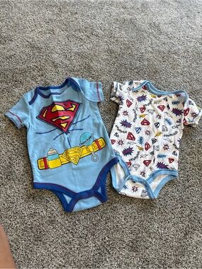 DC Comics Superman Infant Onesie Duo - Light Blue & White NWOT